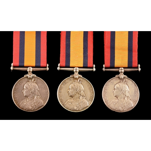 293 - A collection of three: Queen’s South Africa Medal, no clasp, Royal Navy to:1. Albert James Augustus ... 