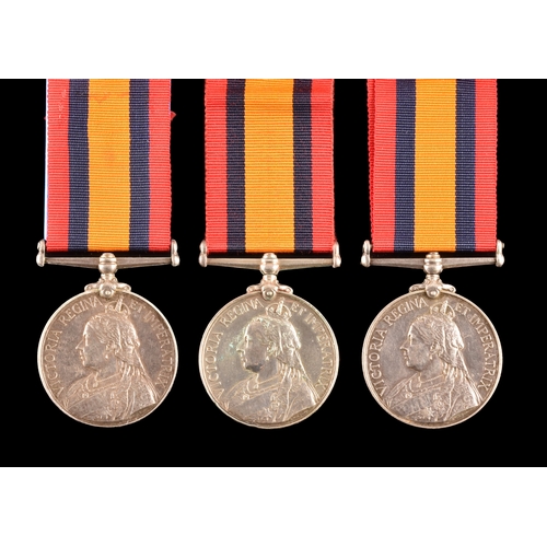 294 - A collection of three: Queen’s South Africa Medal, no clasp, Royal Navy to:1. John Thomas Young, Sto... 