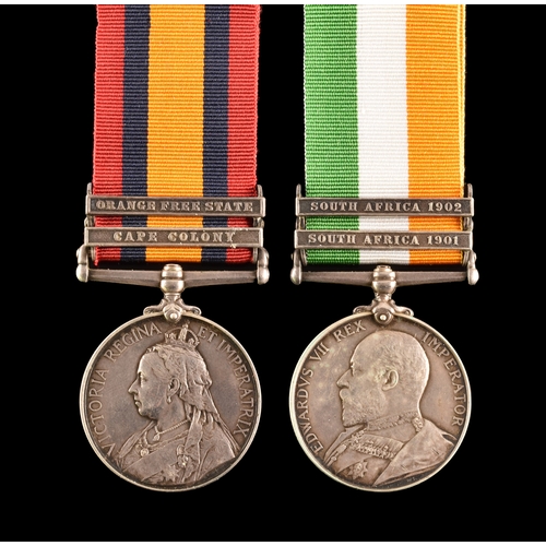 298 - A Boer War medal pair awarded to: Private W. Earl, Oxford Light Infantry and Border Regiment. Compri... 