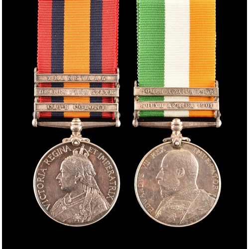 301 - A Boer War medal pair awarded to: 16021 Private. J. H. Stenhouse, Imperial Yeomanry. Comprising: a Q... 