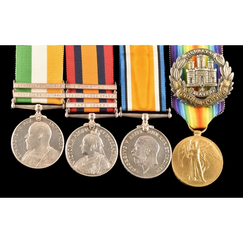 314 - A Boer and Great War four medal group to: 39266 Private. Frederick W. Matthews Northamptonshire Regi... 