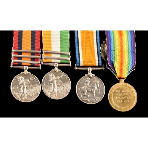 314 - A Boer and Great War four medal group to: 39266 Private. Frederick W. Matthews Northamptonshire Regi... 