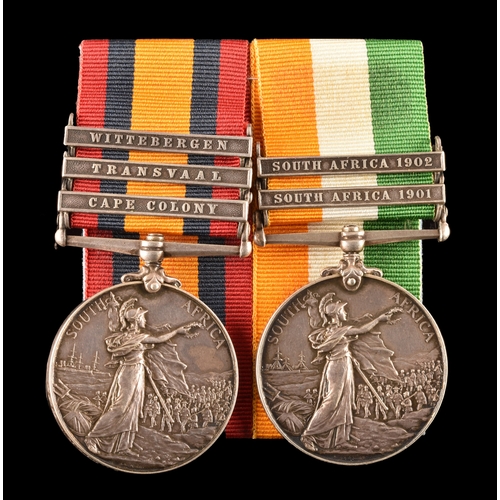 316 - A Boer War medal pair awarded to: 6784 Private. A. Partt, Grenadier Guards. Comprising: a Queen&rsqu... 