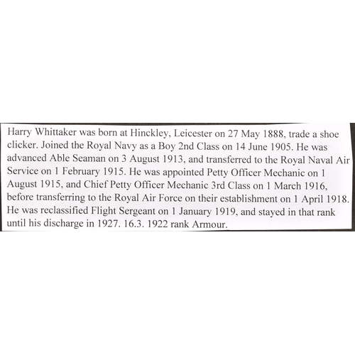 319 - A Great War LSGC four medal group to: 233980 / 314956 Flight Sergeant Harry Whittaker, RN / RAF. Com... 