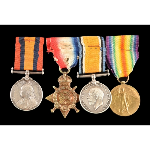 324 - A Boer and Great War four medal group to: 6525 / 3-240 Private. F. Hopkins, 2nd Battalion, Wiltshire... 