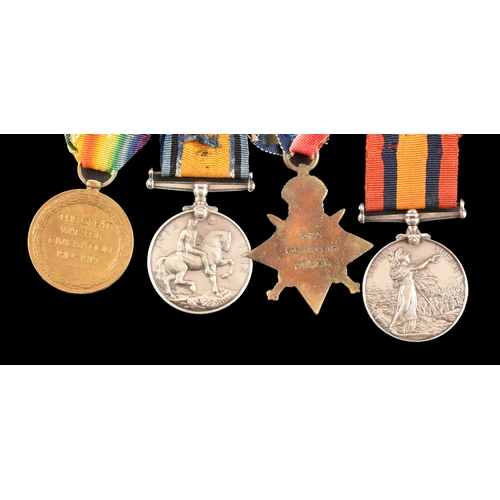 324 - A Boer and Great War four medal group to: 6525 / 3-240 Private. F. Hopkins, 2nd Battalion, Wiltshire... 