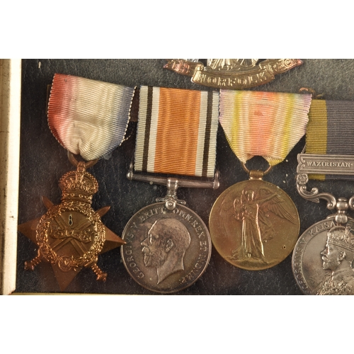 329 - A Great War and India four medal group to:14582 Private W. Saunderson, Norfolk Regiment. Comprising:... 