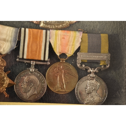 329 - A Great War and India four medal group to:14582 Private W. Saunderson, Norfolk Regiment. Comprising:... 