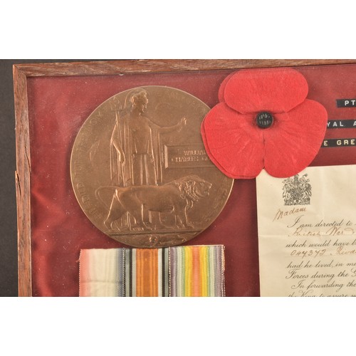 330 - A Great War medal trio and Memorial plaque to: 047372 Private William Charles Gomm, Royal Army Servi... 