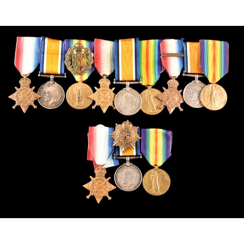 336 - Four Great War Medal Trios, Army Service Corps to:1. SS-492 Private C. Moonie A.S.C. a 1914 Mons Sta... 