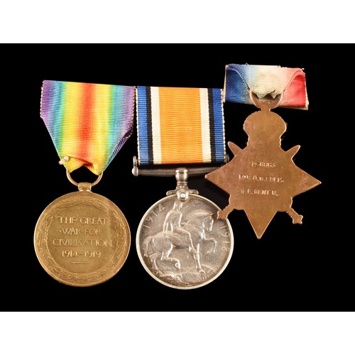 340 - Three Great War Medal Trios to: 1. G/304 / 14224 Private Jeremiah Courtnay, Middlesex & Kent Reg... 