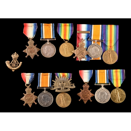 342 - Four Great War Medal Trios to:1. 4061 / 51294 Private / Acting Corporal Charles H. Lucas, 9th Lancer... 