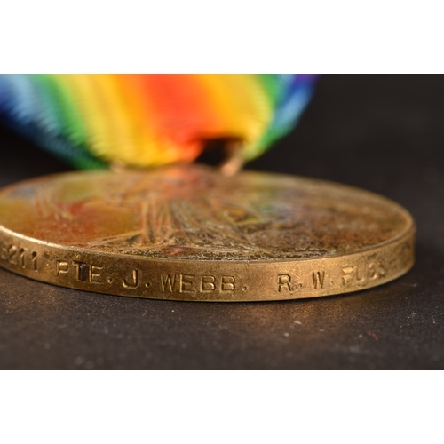 346 - Three Great War Medal Trios to:1. 8211 Private J. Webb, 2nd Battalion, Royal Welsh Fusiliers, a 1914... 