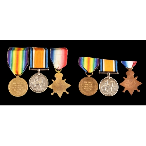 347 - Killed in Action. Three Great War Medal Trios to:1. GS/6329 / D/12858 Walter Orr, Dragoon Guards, KT... 