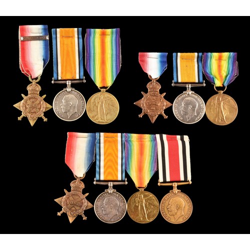 347 - Killed in Action. Three Great War Medal Trios to:1. GS/6329 / D/12858 Walter Orr, Dragoon Guards, KT... 