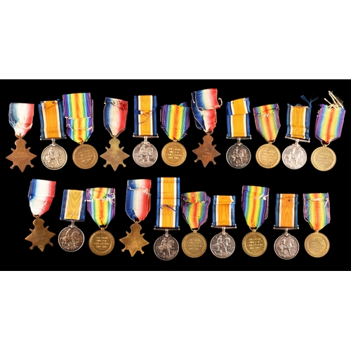 358 - Five Great War Medal Trios each comprising the 1914-15 Star, the British War Medal and the Victory M... 