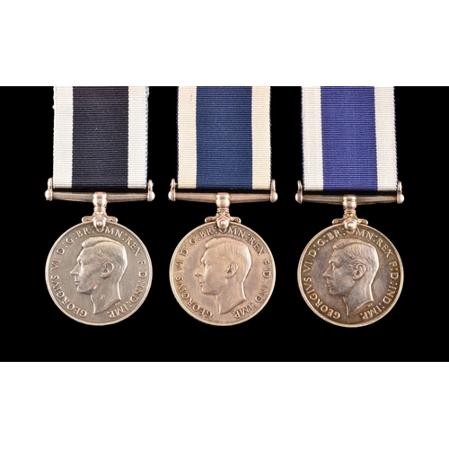 440 - Naval Long Service and Good Conduct Medal, three medals to: 1. J.99038 J. Linehan, Able Seaman, HMS ... 