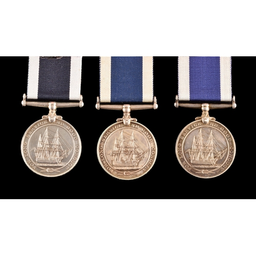 440 - Naval Long Service and Good Conduct Medal, three medals to: 1. J.99038 J. Linehan, Able Seaman, HMS ... 