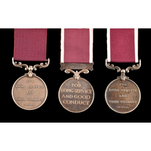 444 - Army Long Service and Good Conduct Medal, three medals to: 1. 6972706 Private T. Lyttle, North Staff... 