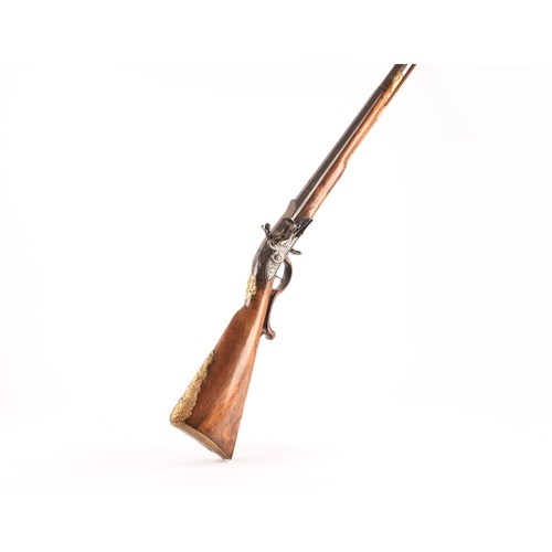 351 - A fine and rare 18th century Austrian flint lock rifle, with swamped damascus barrel, cylindrical ov... 