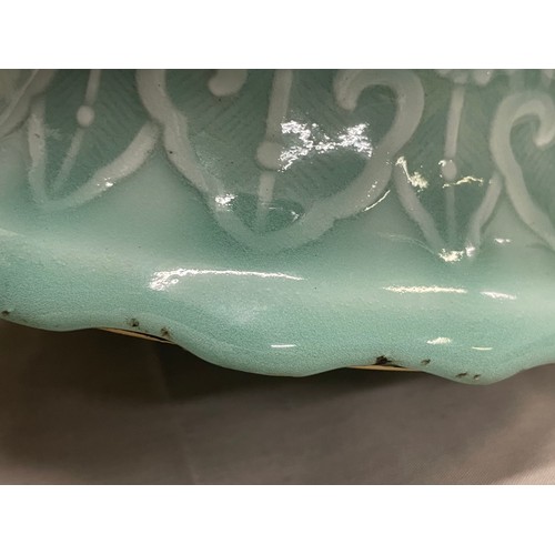 224 - A large Chinese Republic Period celadon glazed 'Longevity' vase, featuring rows of various shou (lon... 