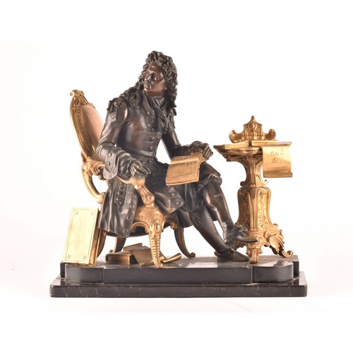 320 - A late 19th century French bronze and ormolu statue of a philosopher, depicting a literary figure in... 