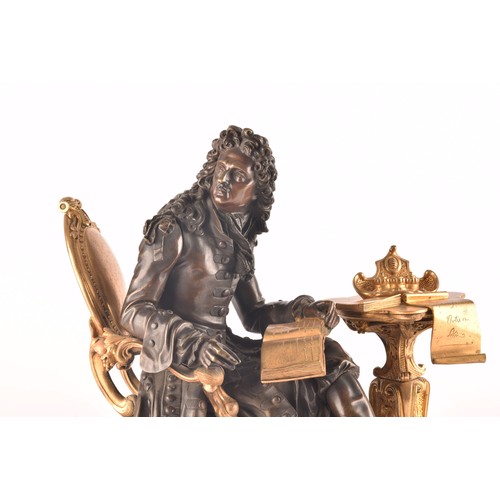 320 - A late 19th century French bronze and ormolu statue of a philosopher, depicting a literary figure in... 