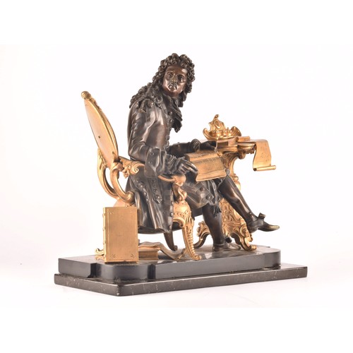 320 - A late 19th century French bronze and ormolu statue of a philosopher, depicting a literary figure in... 