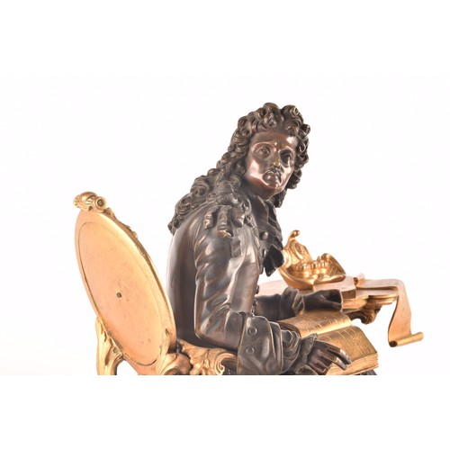 320 - A late 19th century French bronze and ormolu statue of a philosopher, depicting a literary figure in... 