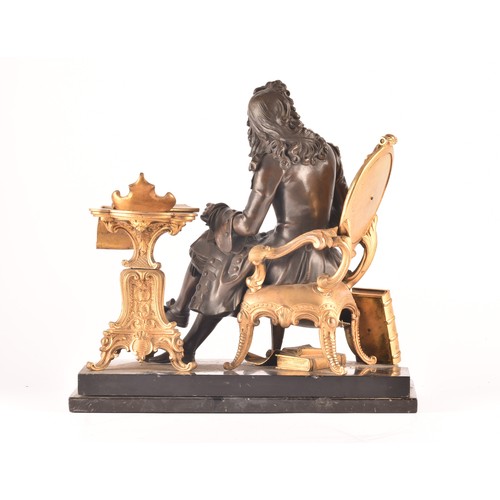 320 - A late 19th century French bronze and ormolu statue of a philosopher, depicting a literary figure in... 