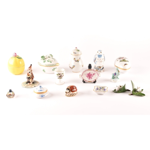 253 - A collection of porcelain, including pieces by Asprey, Royal Worcester, Royal Crown Derby owl candle... 