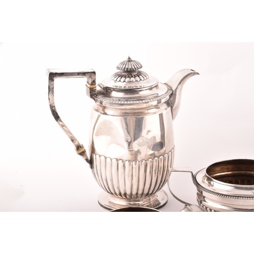 159 - A George III silver teapot, hallmarked for London 1818 by Robert Hennell, 21cm height, a silver bowl... 