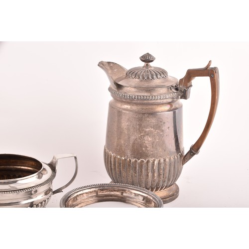 159 - A George III silver teapot, hallmarked for London 1818 by Robert Hennell, 21cm height, a silver bowl... 