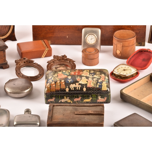 289 - A collection of antique wooden boxes and dressing table items, including a 19th century mahogany dec... 