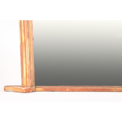 290 - A Victorian gilt framed overmantel mirror, with arched top, 80cm high x 110cm wide.