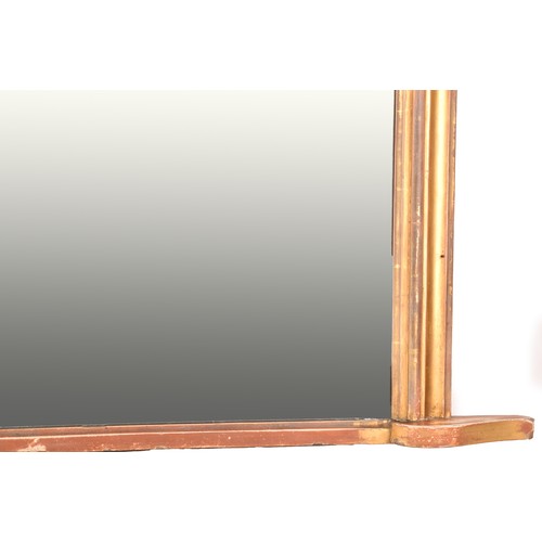 290 - A Victorian gilt framed overmantel mirror, with arched top, 80cm high x 110cm wide.