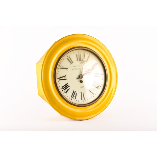 343 - A French 19th century yellow lacquer wall clock, the white painted dial signed L. Charvet Aine &... 