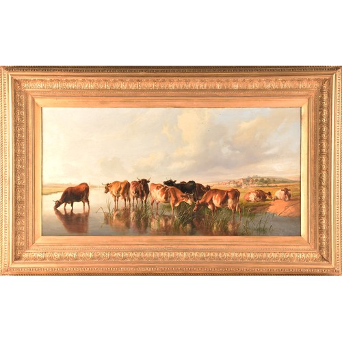 12 - Thomas Sidney Cooper CVO RA (British, 1803- 1902). A very fine and large landscape scene of cattle i... 