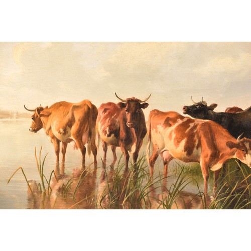 12 - Thomas Sidney Cooper CVO RA (British, 1803- 1902). A very fine and large landscape scene of cattle i... 