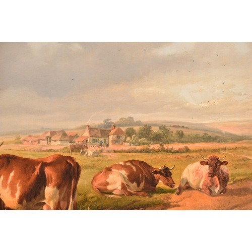 12 - Thomas Sidney Cooper CVO RA (British, 1803- 1902). A very fine and large landscape scene of cattle i... 