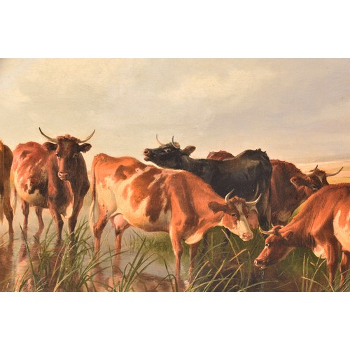 12 - Thomas Sidney Cooper CVO RA (British, 1803- 1902). A very fine and large landscape scene of cattle i... 