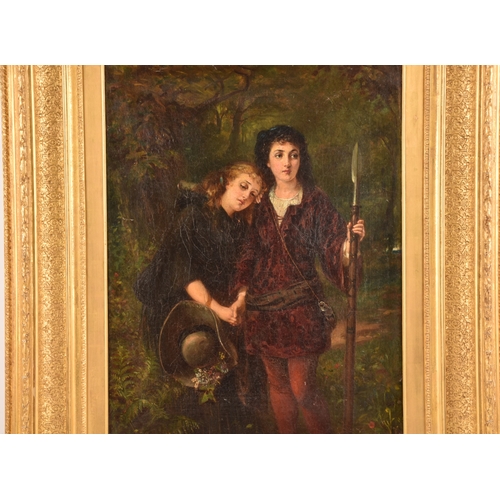 4 - A 19th century English school, 'babes in the wood', a scene of a young boy and girl in a wooded sett... 