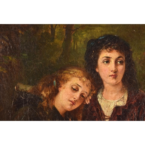 4 - A 19th century English school, 'babes in the wood', a scene of a young boy and girl in a wooded sett... 