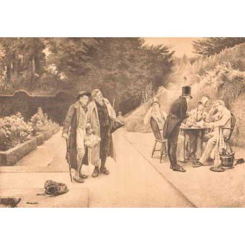 81 - Three artworks, one by Walter Dendy Sadler (British, 1854-1923), 'Uninvited Guests', an engraving de... 