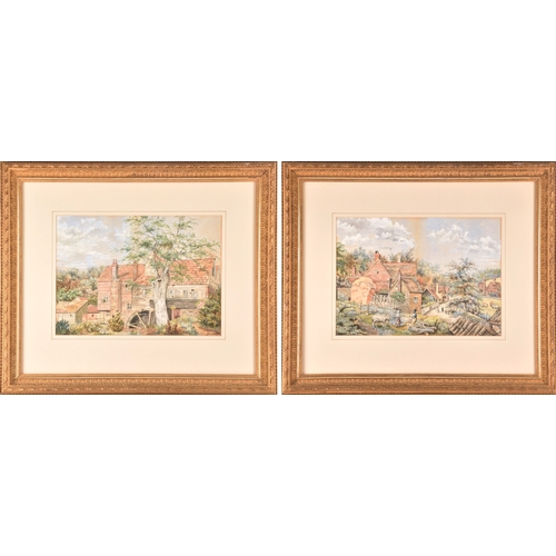 18 - W. Boxall (20th century), two watercolours of rural village scenes, each 27 x 38 cm, mounted in gilt... 