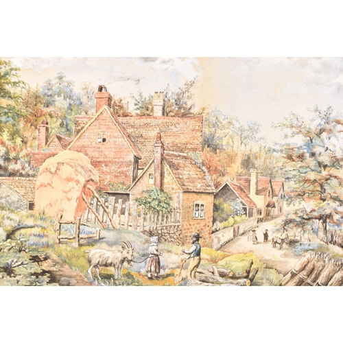 18 - W. Boxall (20th century), two watercolours of rural village scenes, each 27 x 38 cm, mounted in gilt... 