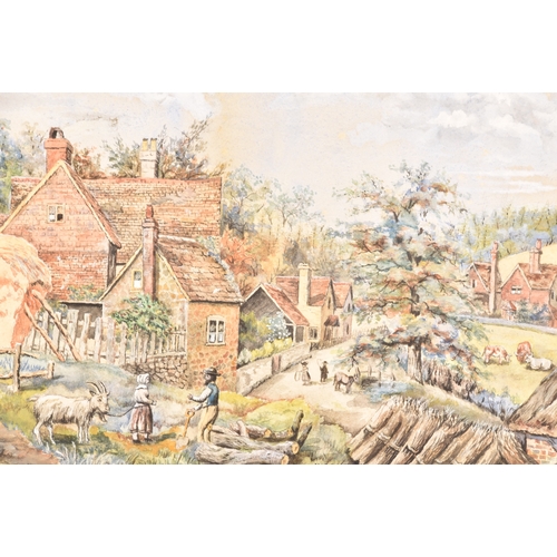 18 - W. Boxall (20th century), two watercolours of rural village scenes, each 27 x 38 cm, mounted in gilt... 