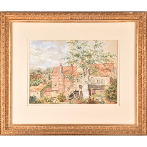 18 - W. Boxall (20th century), two watercolours of rural village scenes, each 27 x 38 cm, mounted in gilt... 