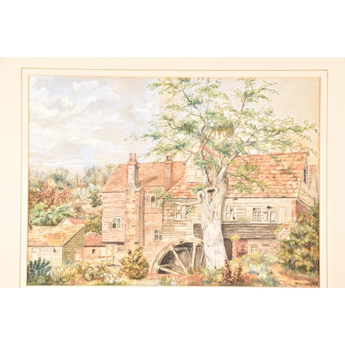 18 - W. Boxall (20th century), two watercolours of rural village scenes, each 27 x 38 cm, mounted in gilt... 