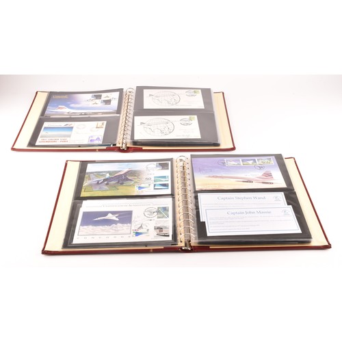 339 - A collection of Concorde first day covers in two albums, many featuring signatures of the pilots, Ca... 